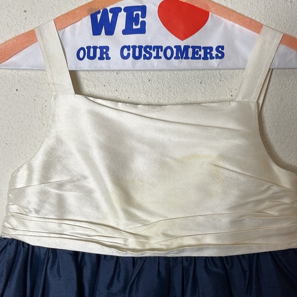 EUC Janie & Jack SPECIAL OCCASION Navy Blue & Cream 100% Silk Dress 6… - Picture 2 of 6